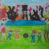 Рисунок "Рисовашки играют в футбол" на конкурс "Экспресс-конкурс “Рисуем Рисовашек - 2018”"