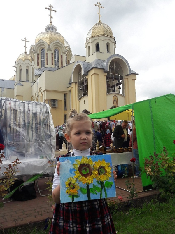 Детский рисунок - Подсолнухи