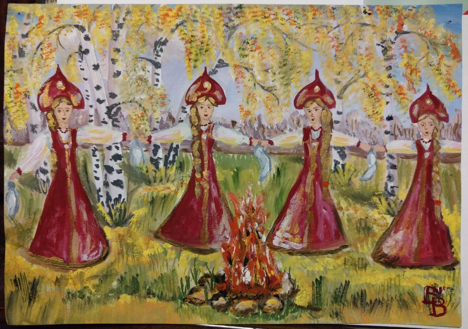 Детский рисунок - Осенний хоровод