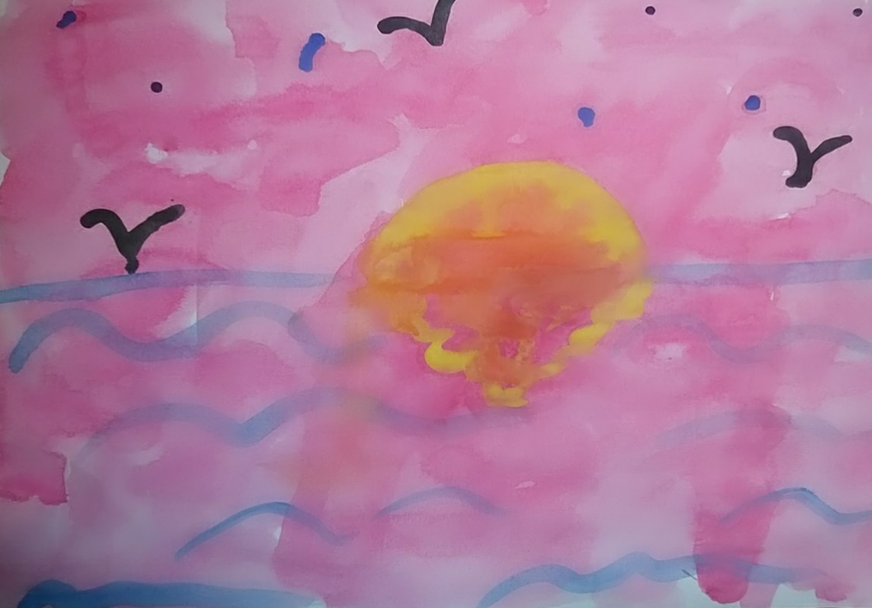 Детский рисунок - Закат