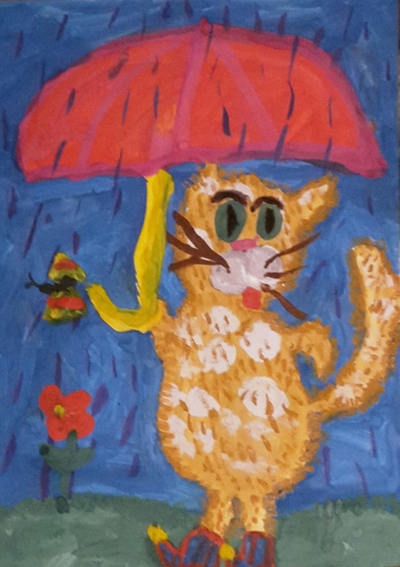 Детский рисунок - Солнечный кот