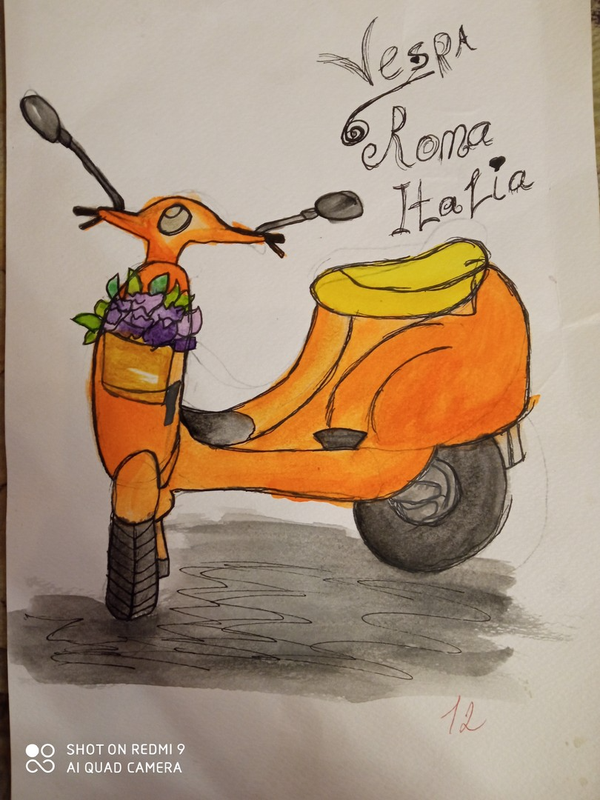 Детский рисунок - Vespa