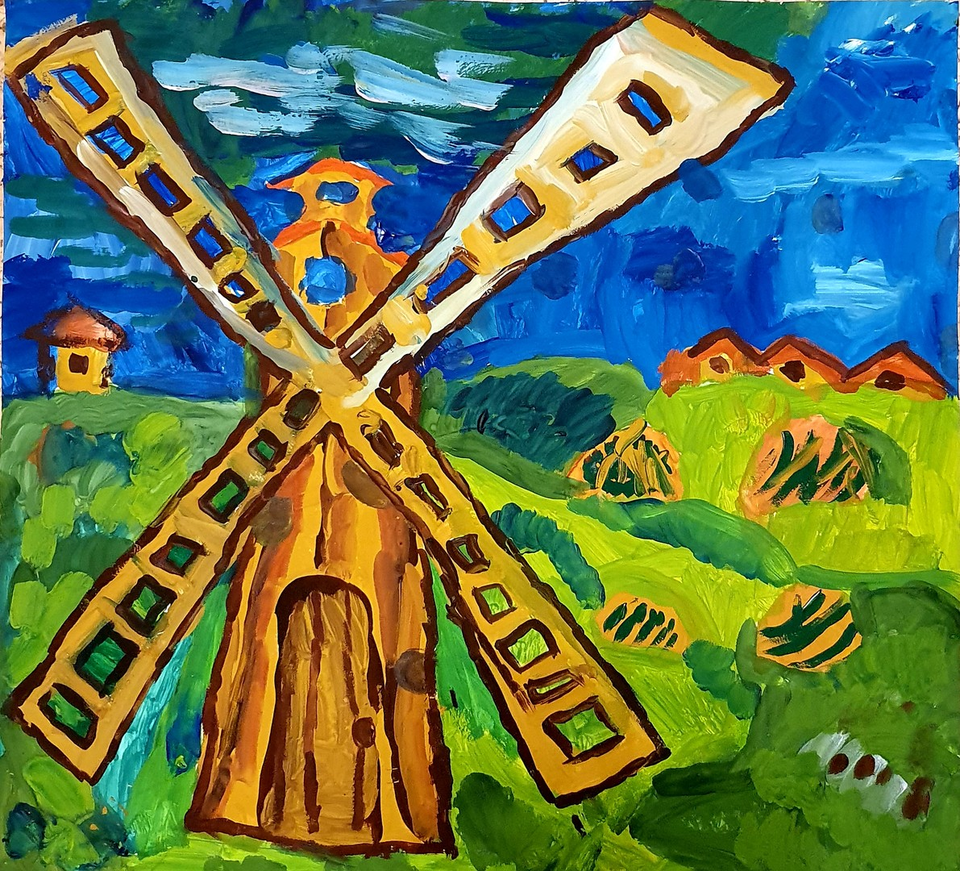 Детский рисунок - Мельница