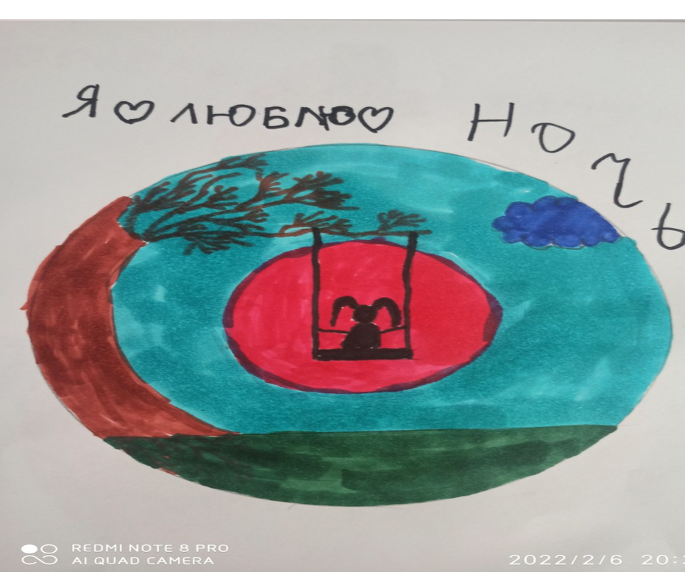 Детский рисунок - Одинокий зайчик
