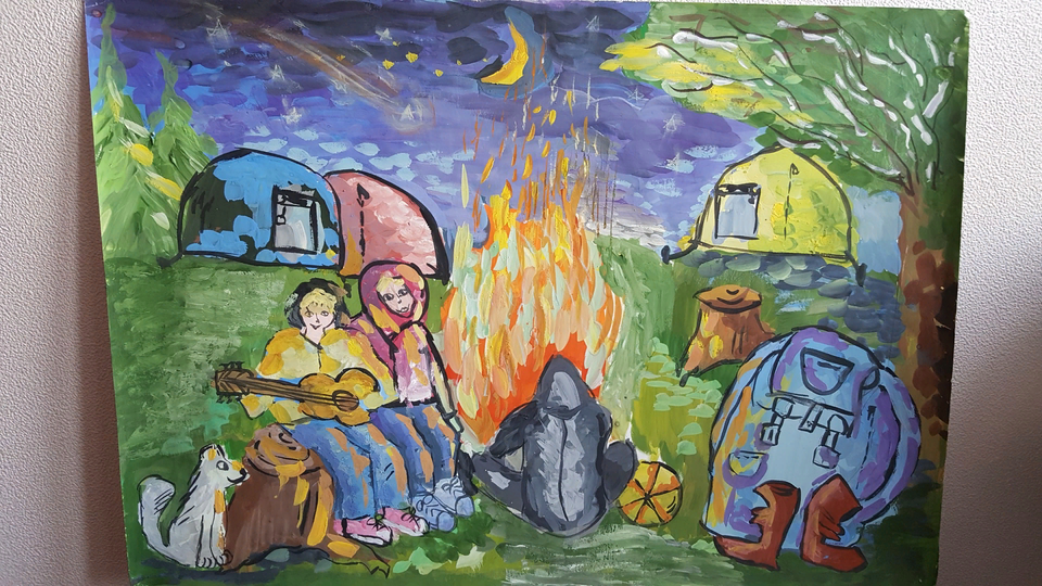 Детский рисунок - Туристы