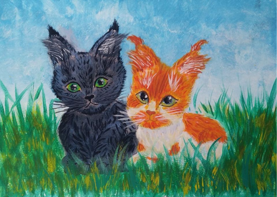 Детский рисунок - Наши кошки