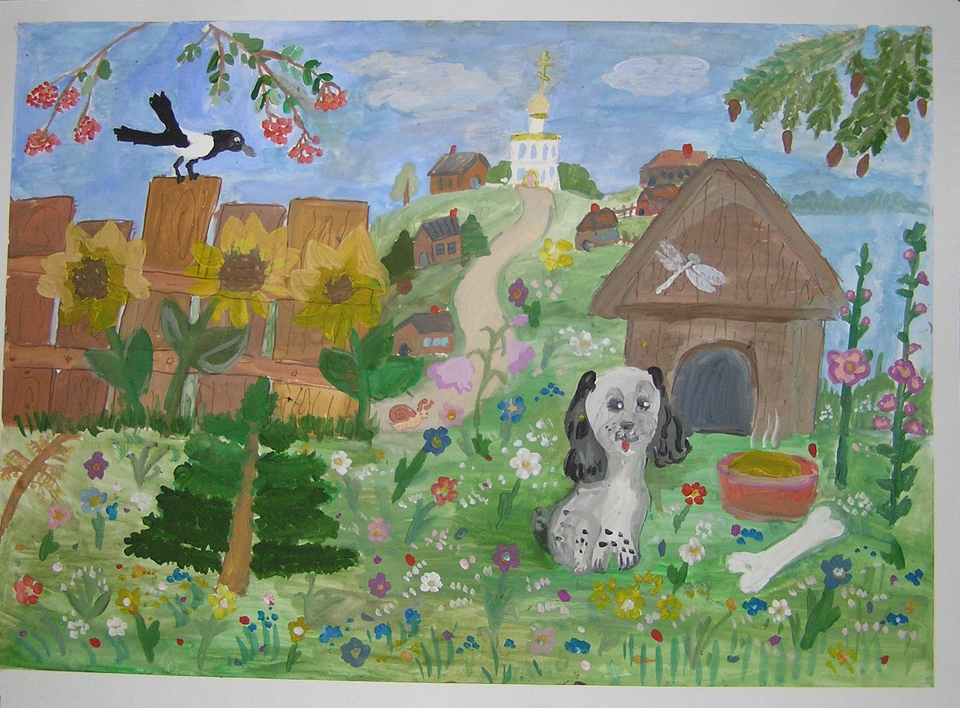 Детский рисунок - Дорога к храму