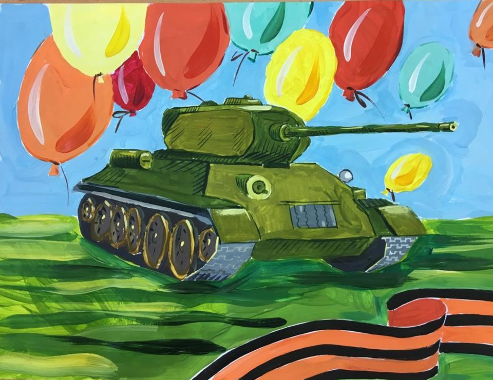 Детский рисунок - Парад победы