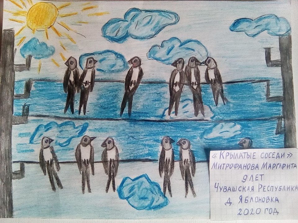 Детский рисунок - Крылатые соседи