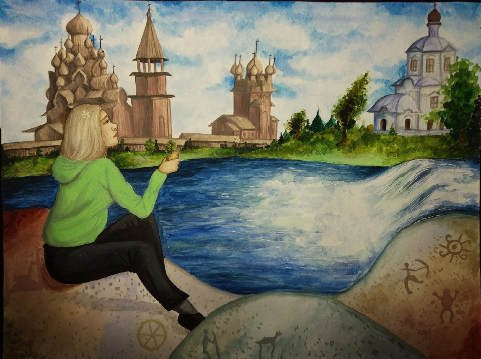 Детский рисунок - Красоты Карелии