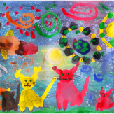 Рисунок "Космические кошки" на конкурс "Конкурс детского рисунка “Таинственный космос - 2018”"