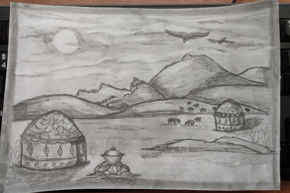 Детский рисунок - Аул