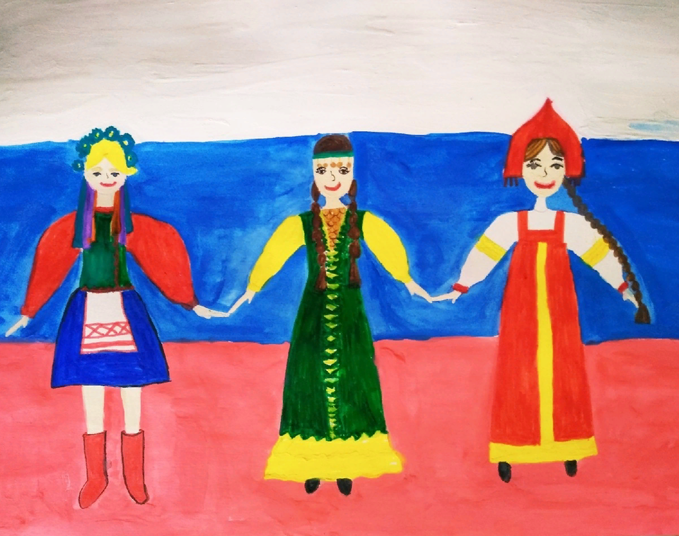 Детский рисунок - Народов много - дружба одна