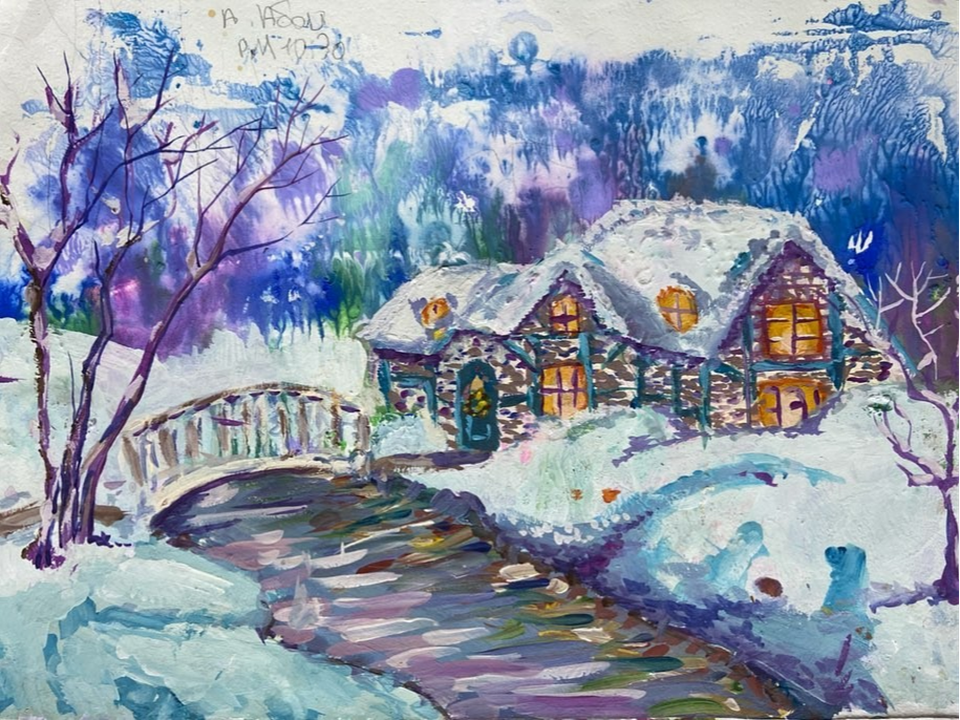 Детский рисунок - морозное утро