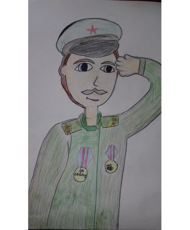 Детский рисунок - Мой дедушка герой