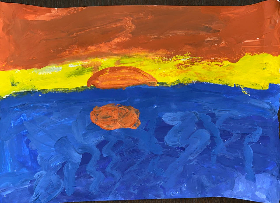 Детский рисунок - Вечернее море