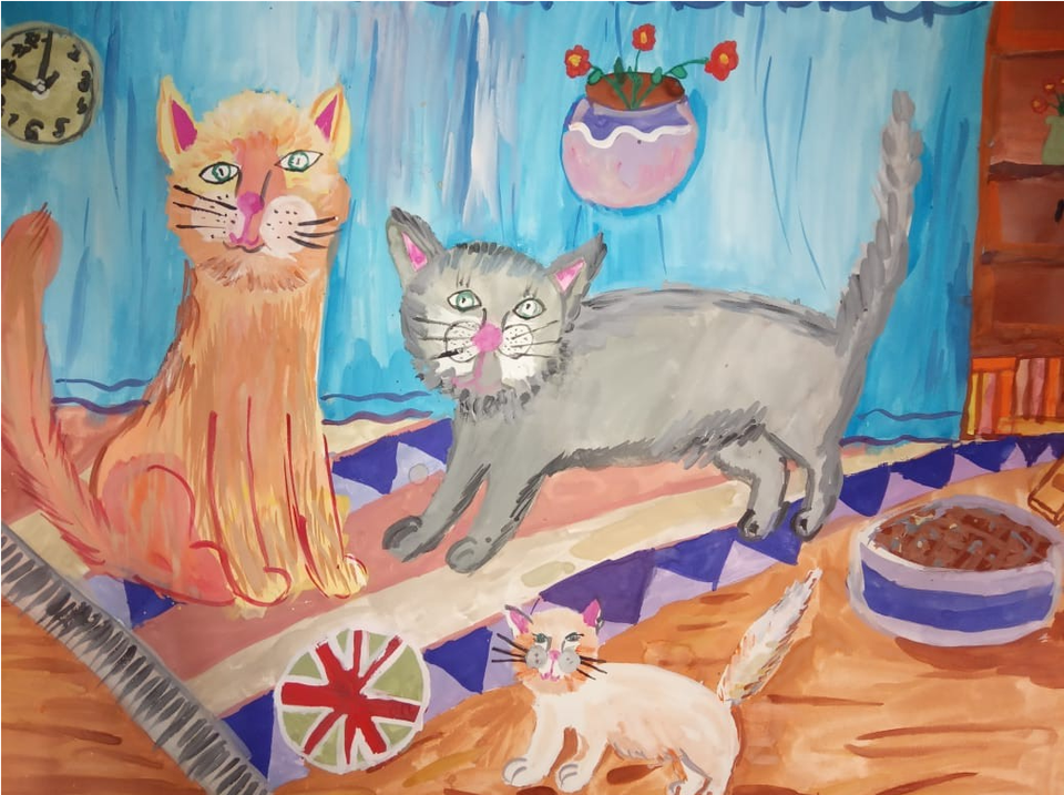 Детский рисунок - Котики