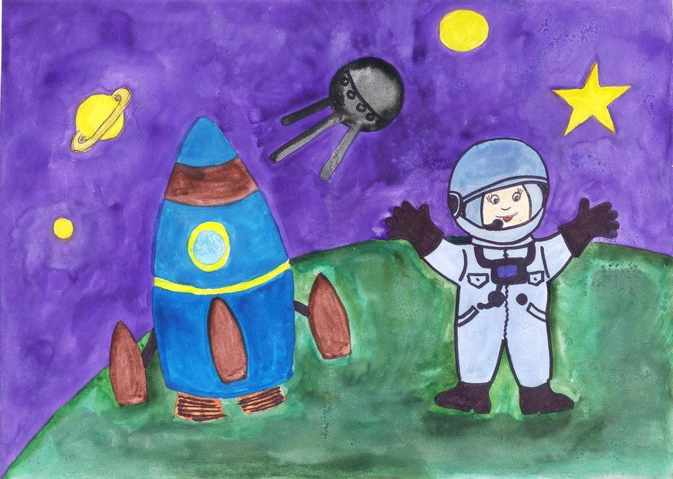 Детский рисунок - Космическое путешествие