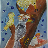 Рисунок "Птичьи разговоры" на конкурс "Конкурс детского рисунка “Новогодняя Открытка-2019”"