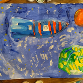 Рисунок "В космосе" на конкурс "Конкурс детского рисунка “Таинственный космос - 2022”"