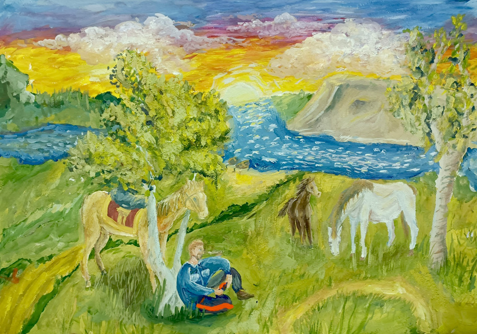 Детский рисунок - На берегу Тихого Дона