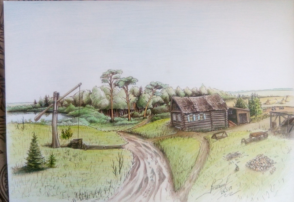 Рисунок - Деревенская жизнь
