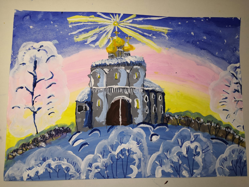 Детский рисунок - Рождество