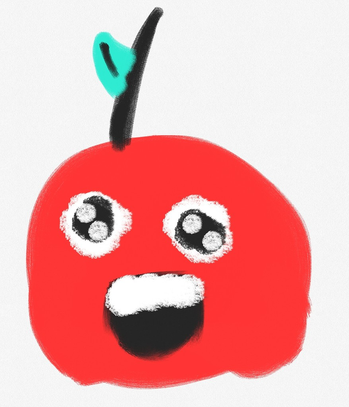 Детский рисунок - Красный фрукт