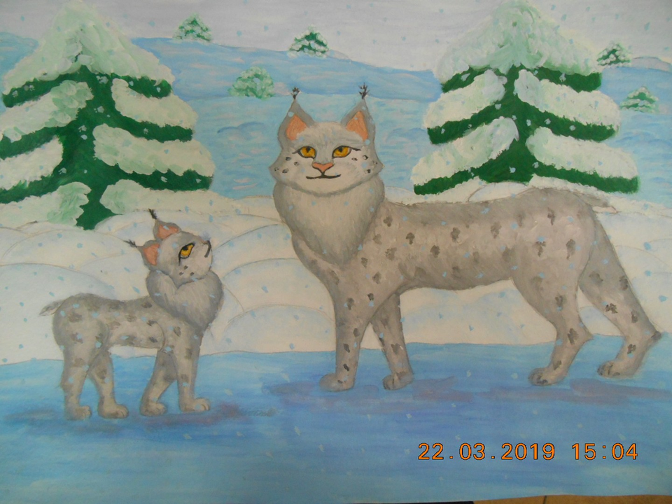 Детский рисунок - Зимняя прогулка
