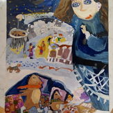 Рисунок "Ёжкины сны в новогоднюю ночь" на конкурс "Конкурс детского рисунка “Новогодняя Открытка-2019”"