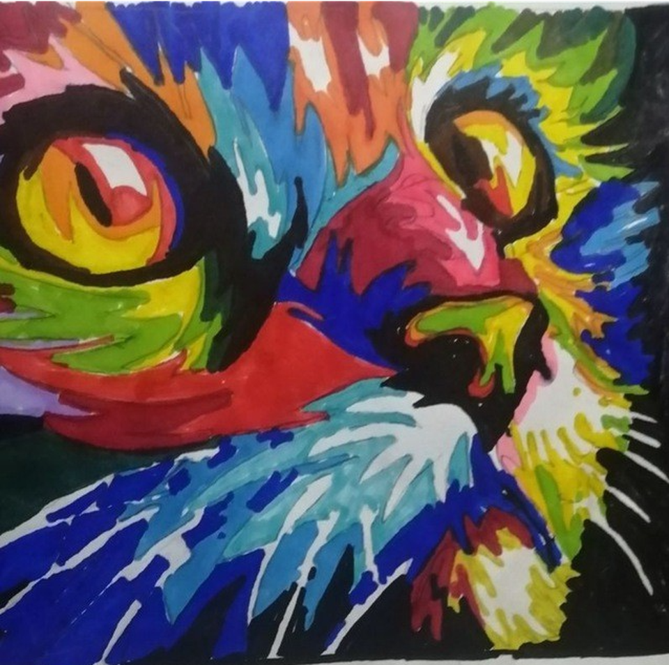 Детский рисунок - Чудесный котик