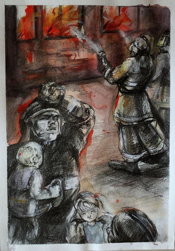 Детский рисунок - Герои рядом