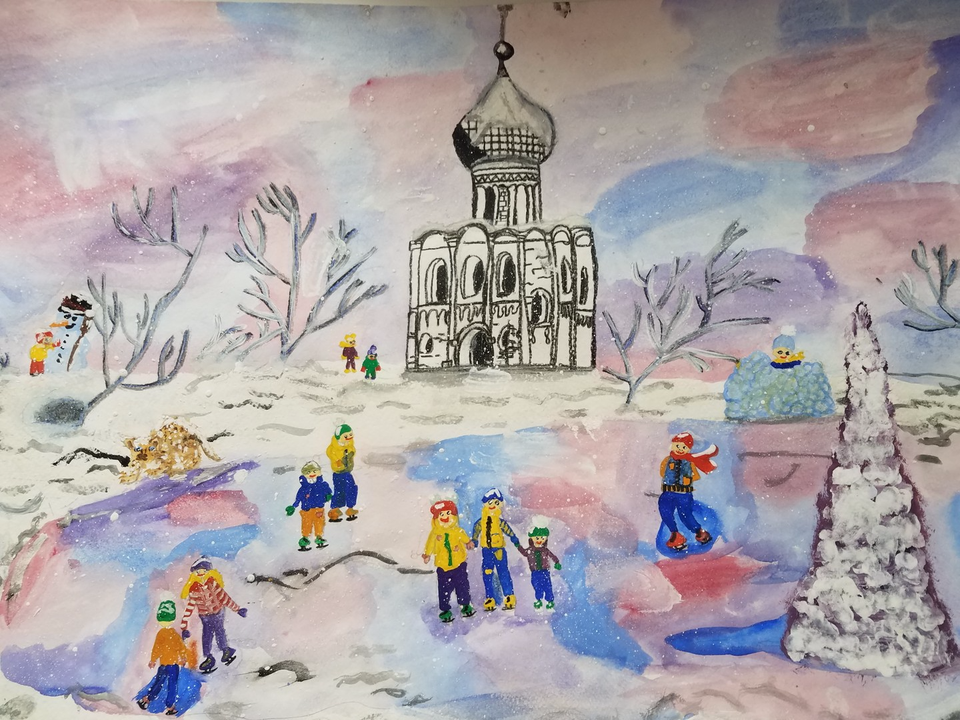 Детский рисунок - Рождественский каток