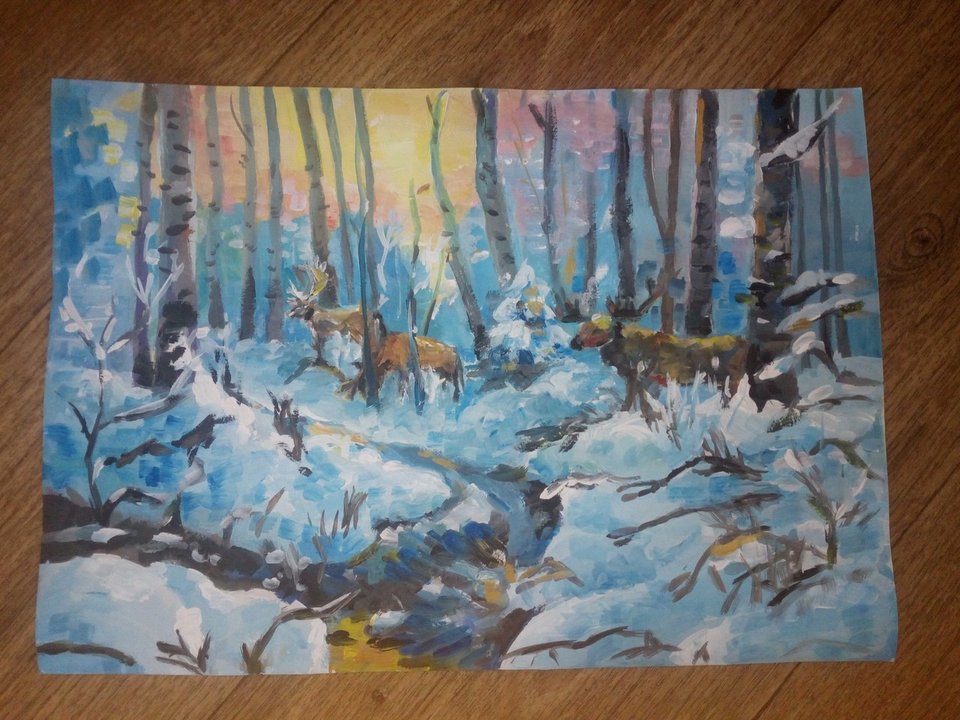 Детский рисунок - Зимняя сказка