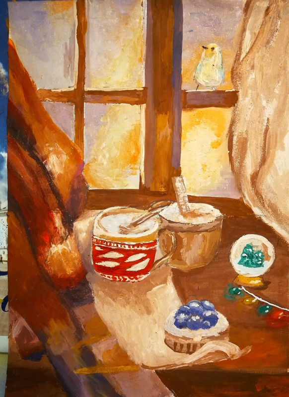 Детский рисунок - Новогоднее утро