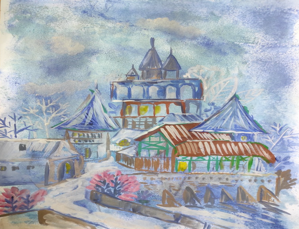 Детский рисунок - Снежный замок