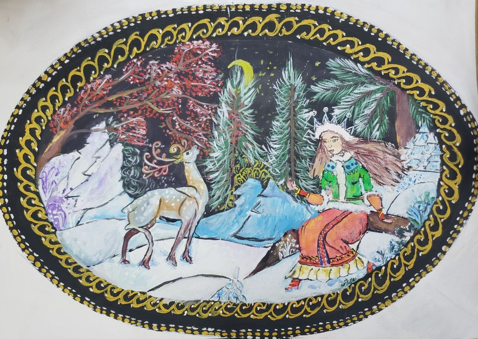 Детский рисунок - Лаковая миниатюра