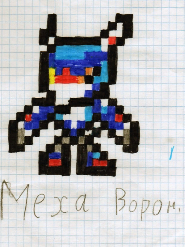 Детский рисунок - Меха Ворон