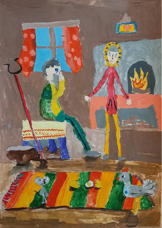 Детский рисунок - курочка ряба