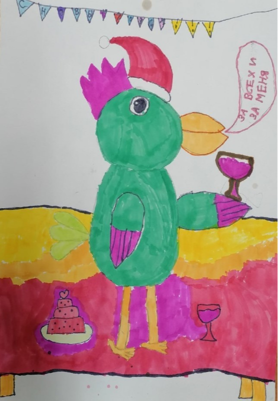 Детский рисунок - Попугай Кеша
