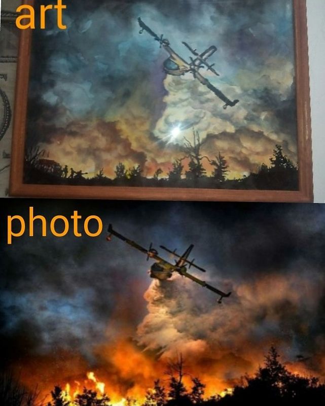 Детский рисунок - Борьба с лесными пожарами