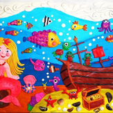 Рисунок "Русалочка любуется подводным миром" на конкурс "Конкурс детского рисунка “В гостях у сказки - 2019”"